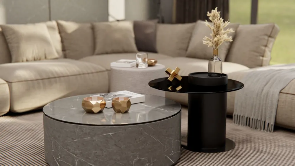 Salon avec adhésif décoratif effet marbre CoverStyl