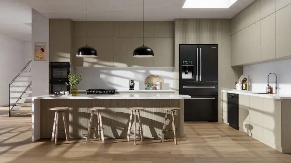 Cuisine rénovée avec adhésif décoratif effet bois CoverStyl